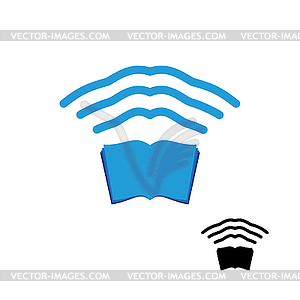 Wi fi book. Wireless transmission of knowledge. - vector clipart