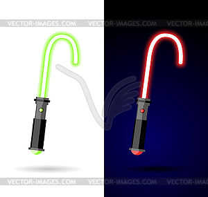 Light saber. Red and green lightsaber - vector clipart