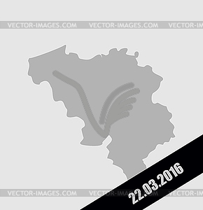 Mourning Ribbon on map of Belgium. Terrorist - vector EPS clipart