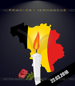 Pray for Brussels. Map Of Belgium. Flag Of - vector clipart