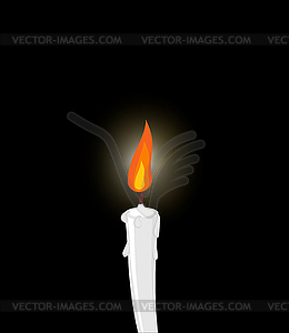 White candle. Grief, mourning - vector clip art