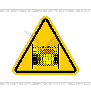 Warning sign symbol with barbed wire fence. Note - royalty-free vector clipart