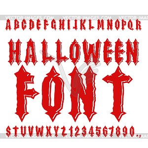 Halloween font. Ancient alphabet. Blood Gothic - vector clipart