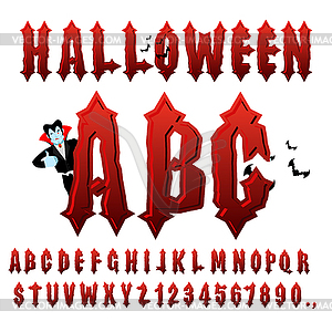 Halloween ABC. Blood Gothic letters. Ancient - vector image