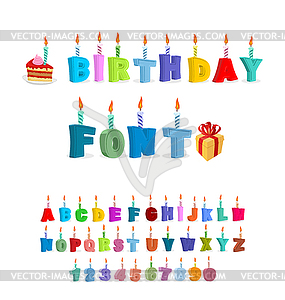 Birthday ABC. holiday font for postcards. letters - vector clip art