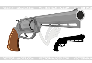 Big Revolver gun, silhouette firearms. Large - vector clip art