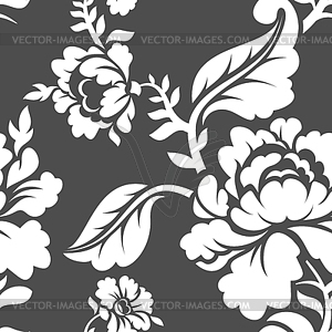 White Rose seamless pattern. Retro floral texture. - vector clipart