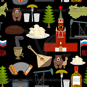 Russian symbols seamless pattern. Russia national - vector image