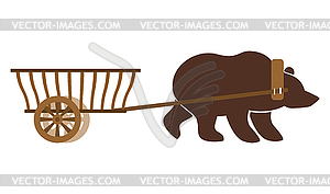 Russian wain and bear. Traditional carriage in - vector clip art