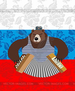 Traditional bear Russia. Russian pattern background - vector clipart / vector image