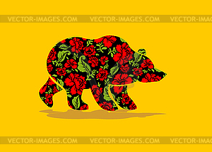 Russian Bear hohloma. National Folk painting of - vector image