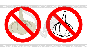 Stop garlic. Prohibited bad breath. Crossed-out - vector clip art