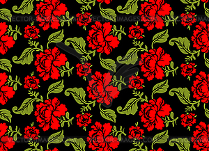 Red Rose seamless pattern. Floral texture. Russian - vector clipart