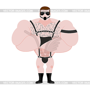 BDSM slave in leather clothing. Male for sex - vector clip art