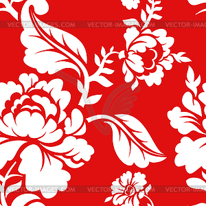 White rose on red background traditional Russian - vector clipart