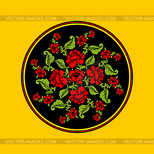 Russian national pattern painting Hohloma. Round - vector image