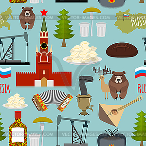 Russia sightseeing seamless pattern. Moscow - vector clipart