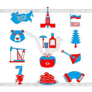 Russia symbol set. Russian national character. Stat - vector clipart