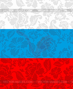 Русский флаг окрашены хохлому. Национальный государственный знак - клипарт в векторном формате