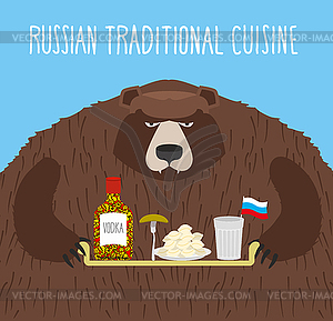 National Folk Food in Russia. Russian national - vector image