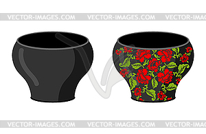 Pot Russian national dishes. Traditional Folk - vector clipart