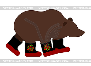 Russian Bear in boots. Russian National animal - vector image