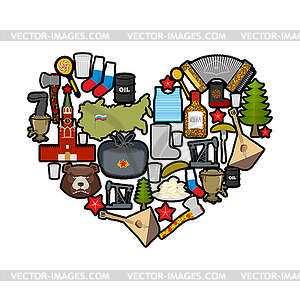 I love Russia. Heart of sights of Russian - vector clipart / vector image