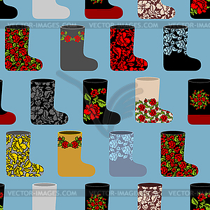 Russian traditional winter shoes seamless pattern. - vector clip art