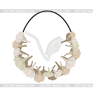 Necklace of garlic. Beads against vampire. garlic - vector clip art