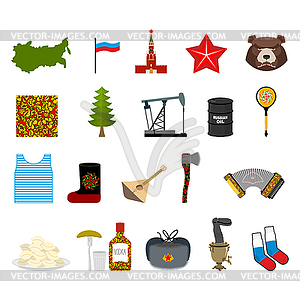 Russia set icons. Traditional objects of country. - vector image