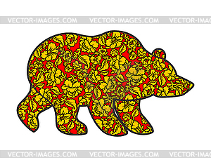 Russian Bear hohloma style. National Folk painting - vector clipart