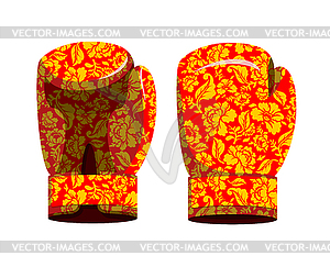 Boxing gloves Russia traditional style - color vector clipart