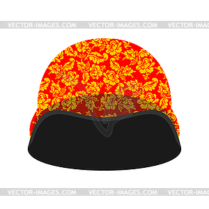 Soldiers protective helmet Russian hohloma style. - vector image