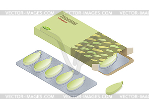 Zucchini vitamins. Vegetarian pills. tablets in - vector clip art