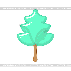 Christmas tree ice cream pistachio. Popsicle on - vector clipart