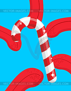Christmas peppermint lollipop lick. mint stick - vector image