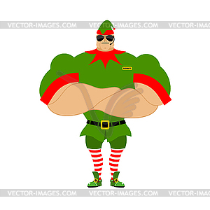 Santa Elf strong. Christmas guards. Protecting gift - vector clipart