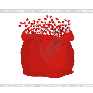 Santa bag of Christmas peppermint lollipop. - vector image