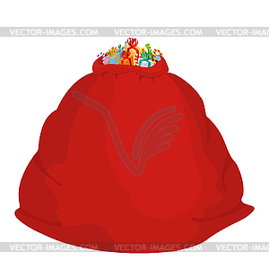 Christmas sack Red large. Santa big bag. sackful - vector clip art