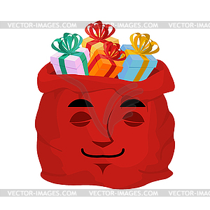 Санта мешок спальный спокойствие Emoji. Рождество мешок с - клипарт в векторном виде