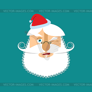 Santa Winks Emoji. Jolly Santa Claus. head of - vector image