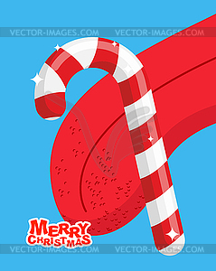 Christmas peppermint lollipop lick. mint stick - vector image