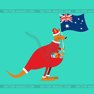 Santa Australia. Australian Kangaroo Claus. - vector clip art