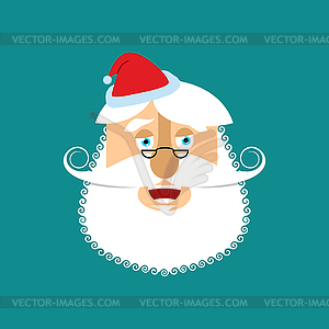 Santa Claus laugh Emoji. Cheerful Santa face - vector clip art