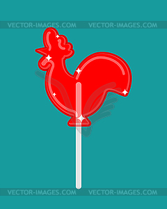 Cockerel candy. Caramel on stick. Russian - vector clipart / vector image