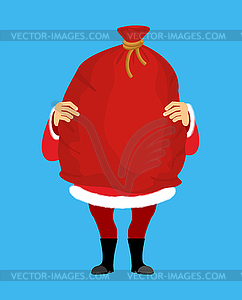 Santa and bag with gifts . Big red sack. Gifts for - vector image