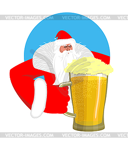 Santa Claus and beer. Christmas beer mug. New Year - vector clipart / vector image