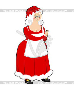 Mrs. Claus . Wife of Santa Claus. Christmas woman i - color vector clipart