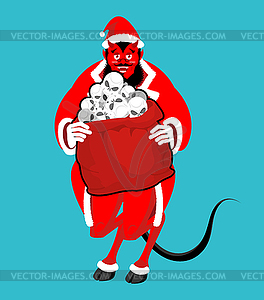 Krampus Satan Santa. Claus red demon with horns. - vector clipart / vector image