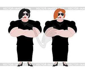 Female Bodyguard. Strong Woman guard at nightclub. - vector image